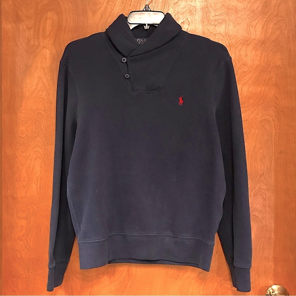 Polo by Ralph Lauren Men’s Navy Shawl Collar Sweater, Size M